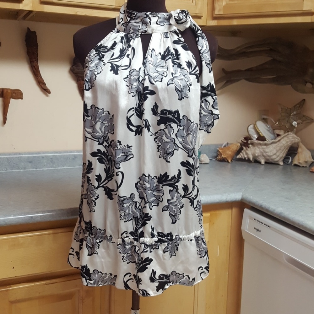 White House Black Market 100% Silk Blouse L - Picture 1 of 8